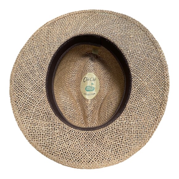 Vtg Chi chi Collection Panama Straw hat Linen band Made in U.S.A. Size Small S - Picture 8 of 12
